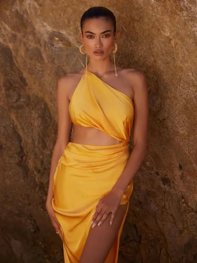 One Shoulder Waist Hollow GLR SHOPPING