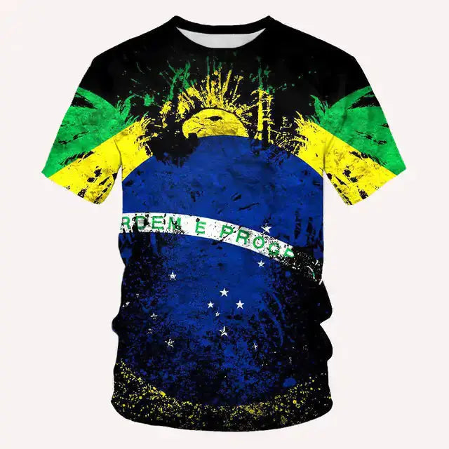 Camiseta Gola Redonda Masculina Brasil GLR SHOPPING