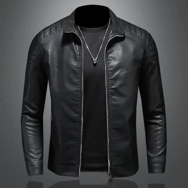 Men's Motorcycle Slim Streetwear PU Leather Jacket GLR SHOPPING
