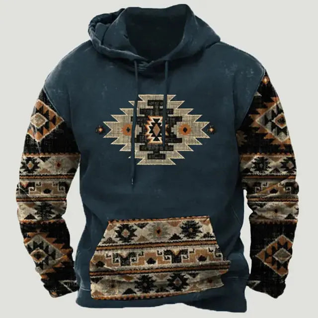 Western Aztec Patchwork Hoodie GLR SHOPPING