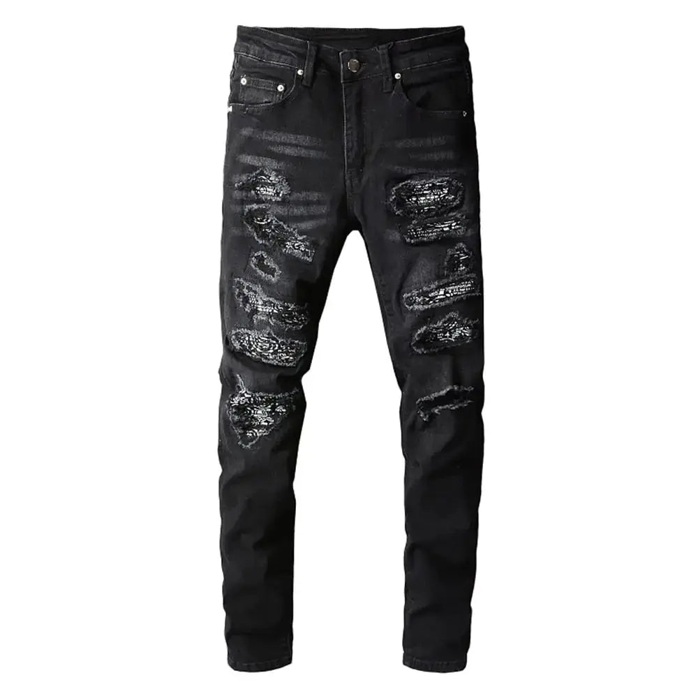 Black Bandanna Ripped Jeans GLR SHOPPING