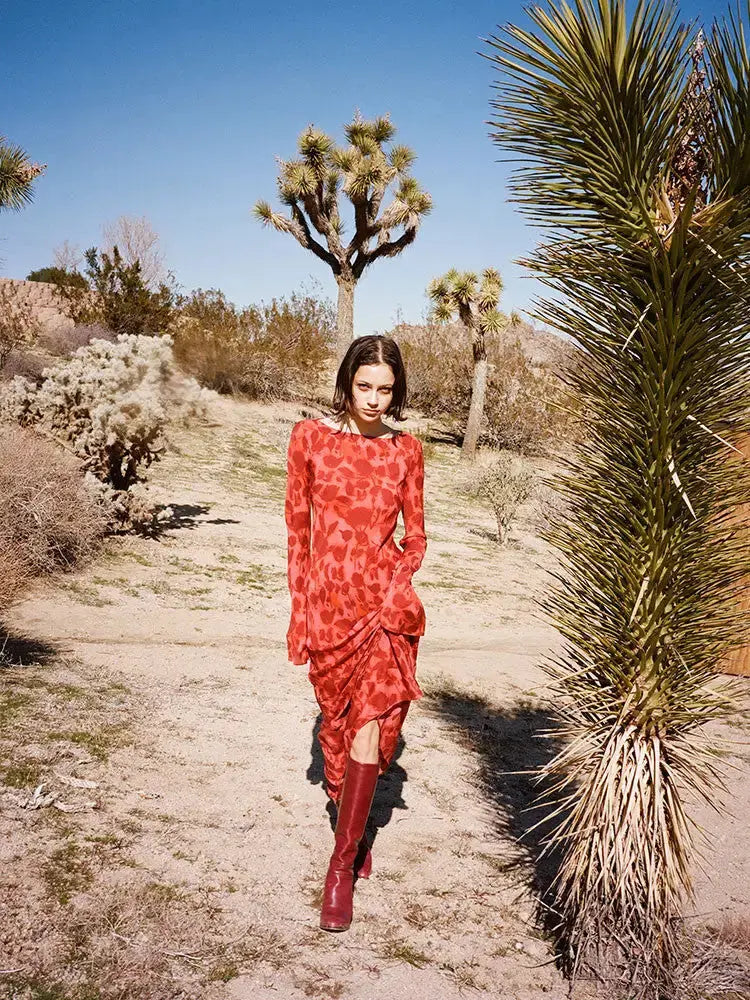 Floral Zebra Print Long Sleeve Maxi Dress GLR SHOPPING