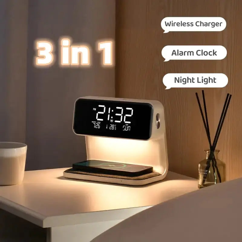 Bedside 3 In 1 LCD screen Alarm Clock GLR SHOPPING