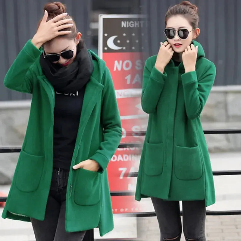 Long Hooded Fleece Coats GLR SHOPPING
