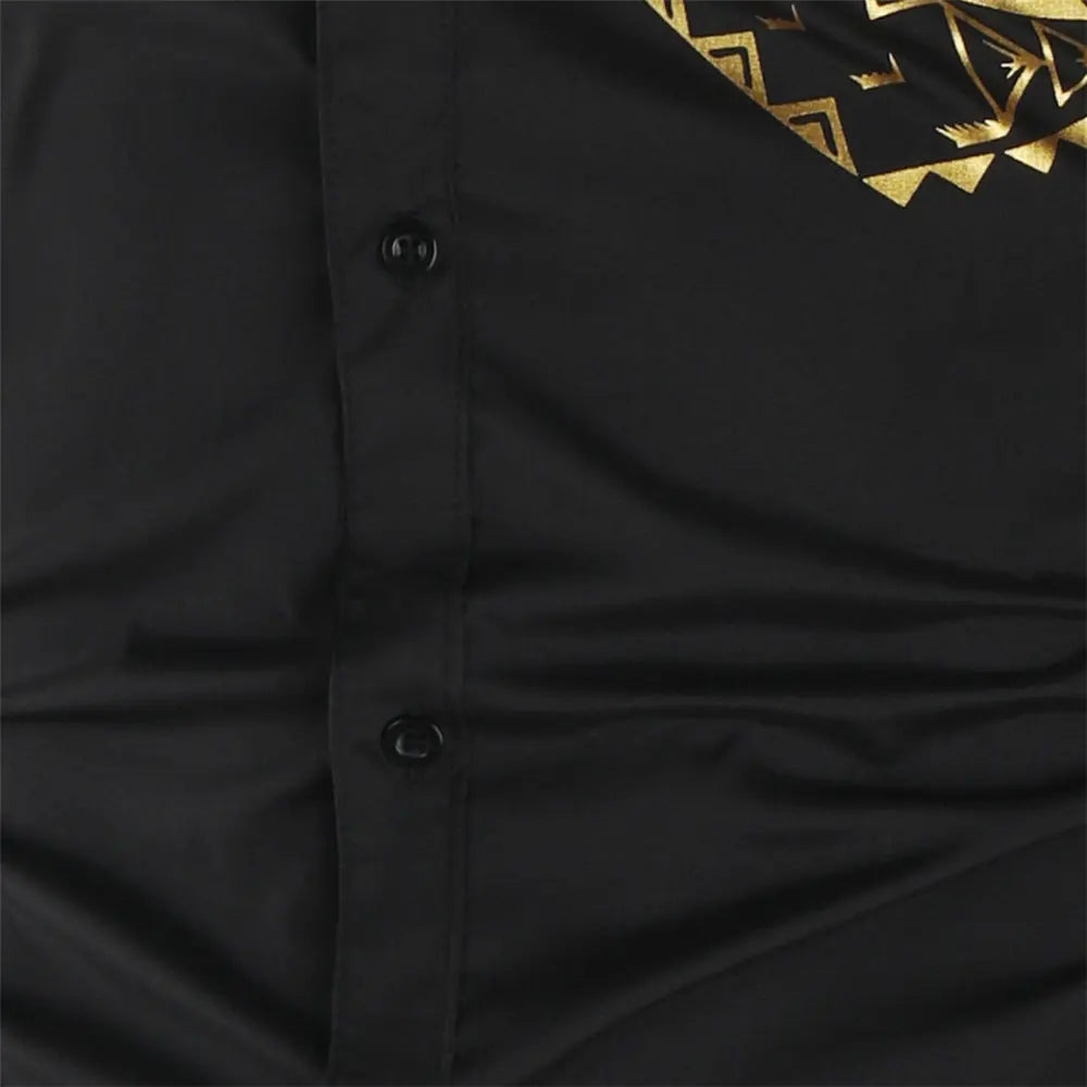 Luxury Gold Black Shirt Men New Slim Fit Long Sleeve - GLR SHOPPING