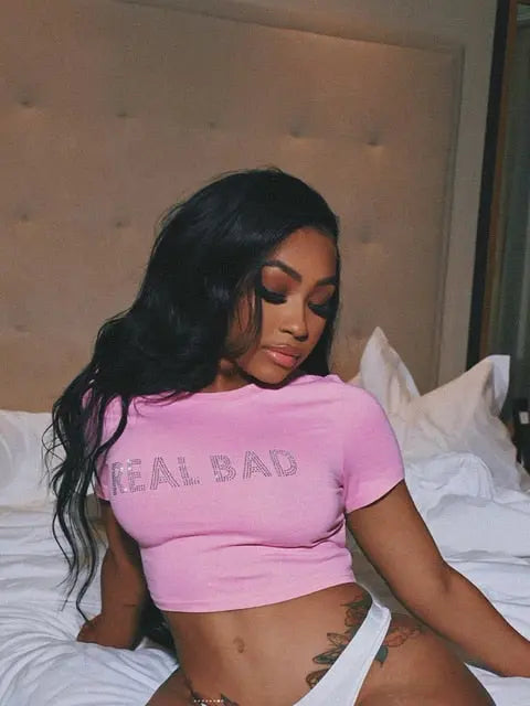 O Neck Diamond Crop Tops - GLR SHOPPING