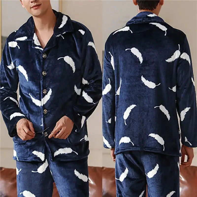 Mens Coral Fleece Sleepwear Pajamas - GLR SHOPPING