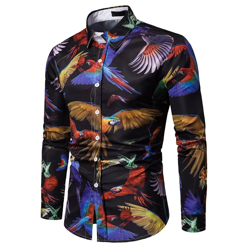 3D Parrot Animal Print Shirt Men - GLR SHOPPING