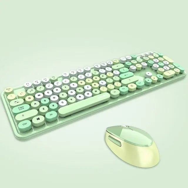 Wireless Candy Color Round Keycap Keyboard Set - GLR SHOPPING