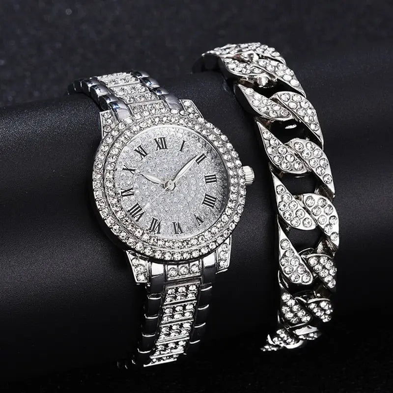Diamond Crystals Watch and Bracelet Set - GLR SHOPPING
