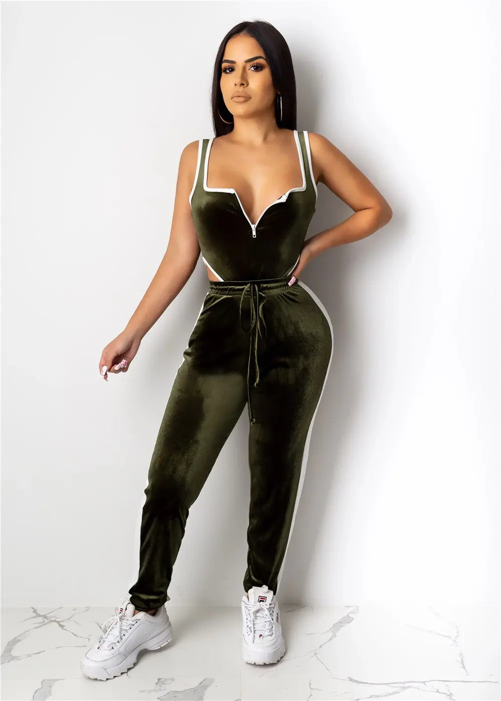 Velvet Bodysuit Pencil Pants Set - GLR SHOPPING