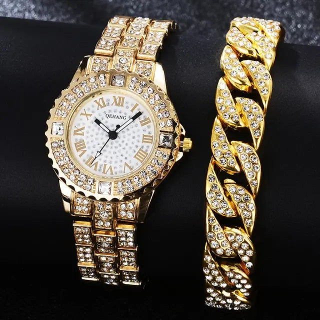 Diamond Crystals Watch and Bracelet Set - GLR SHOPPING