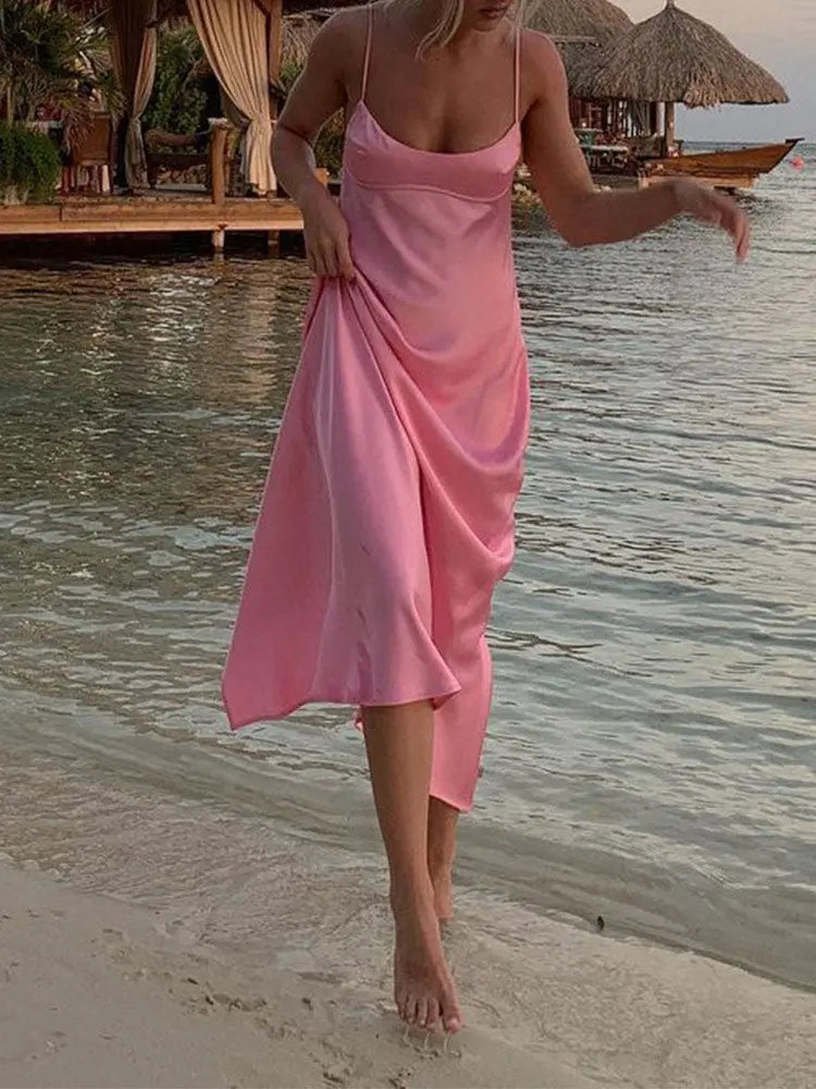 Satin Sleeveless Dress - GLR SHOPPING