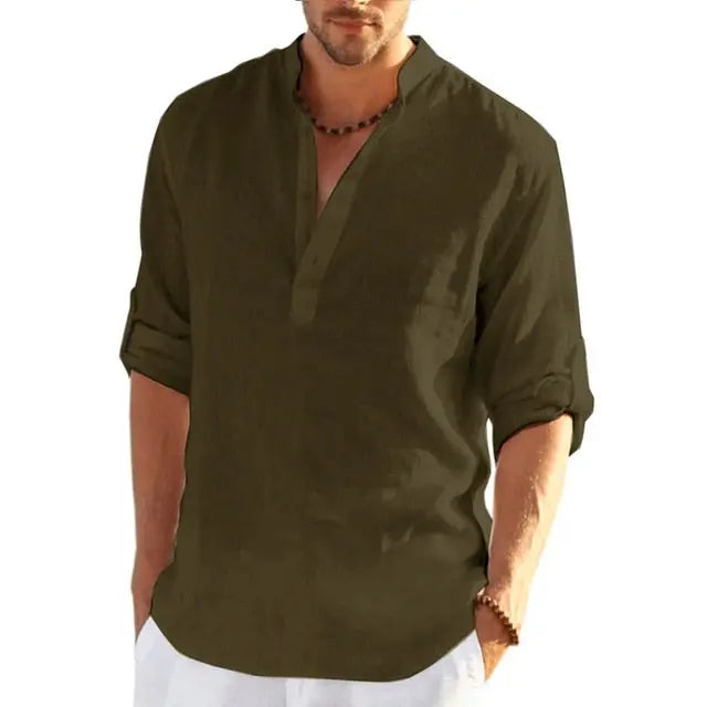 Men's Linen Long Sleeve Shirt - GLR SHOPPING
