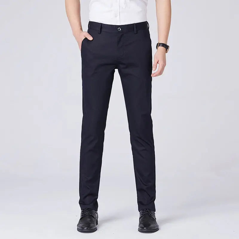 Ice Silk Slim Fit Business Elastic Trousers - GLR SHOPPING