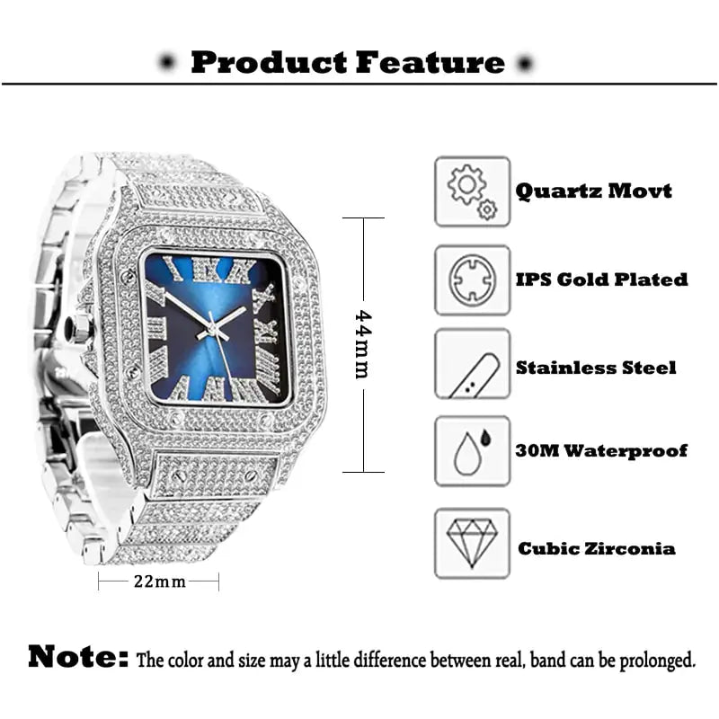Ice Out Diamond Square Watch - GLR SHOPPING