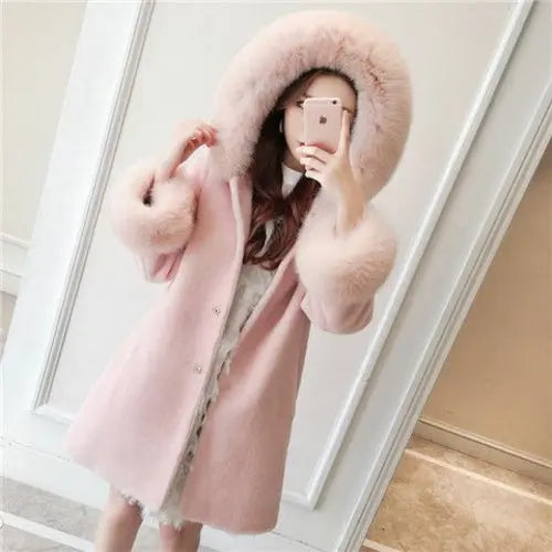 Winter New Women's Warm Fur Coat, Faux Fur Faux Fur Hooded Mid-length - GLR SHOPPING