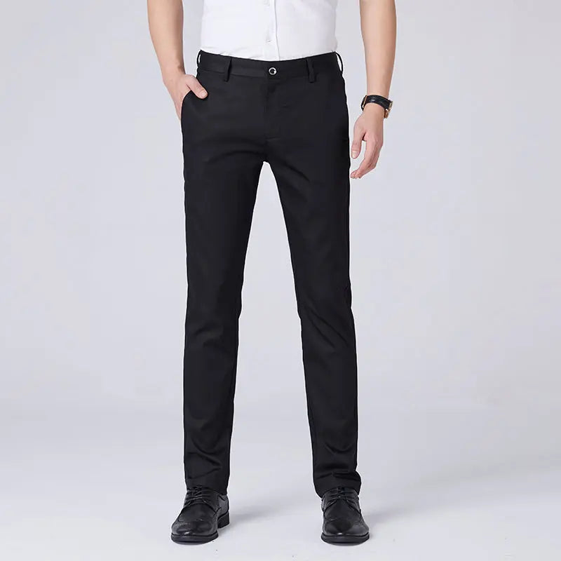 Ice Silk Slim Fit Business Elastic Trousers - GLR SHOPPING