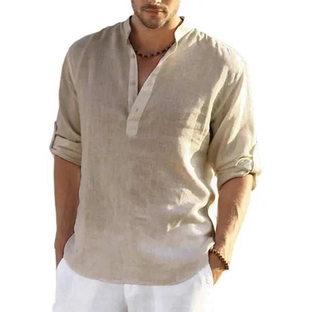 Men's Linen Long Sleeve Shirt - GLR SHOPPING