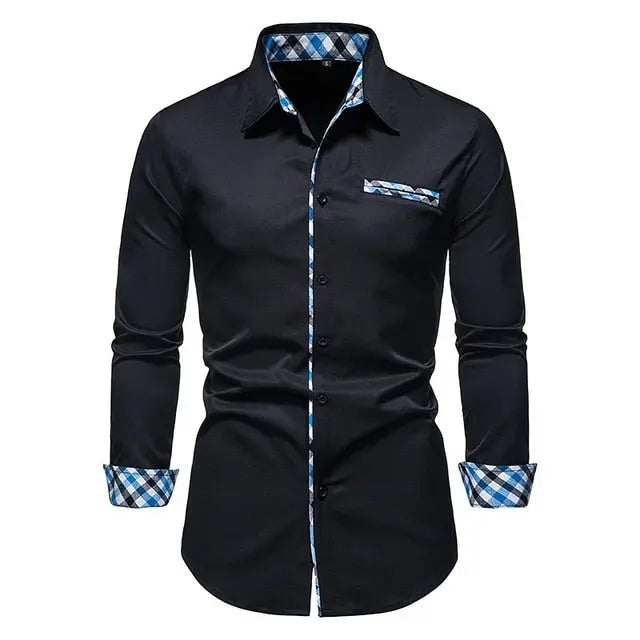 Plaid Patchwork Formal Shirts for Men - GLR SHOPPING