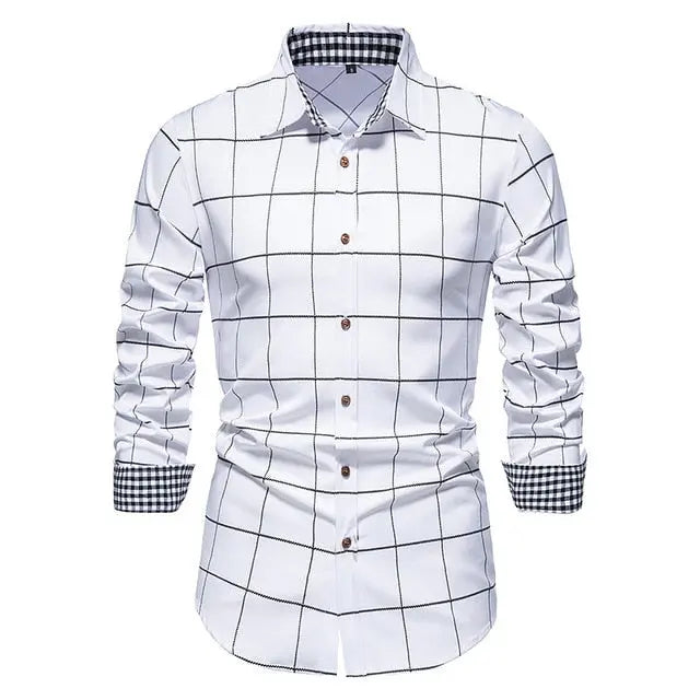 Plaid Patchwork Formal Shirts for Men - GLR SHOPPING