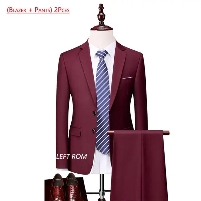 Pure Color Men's Business Suit - GLR SHOPPING