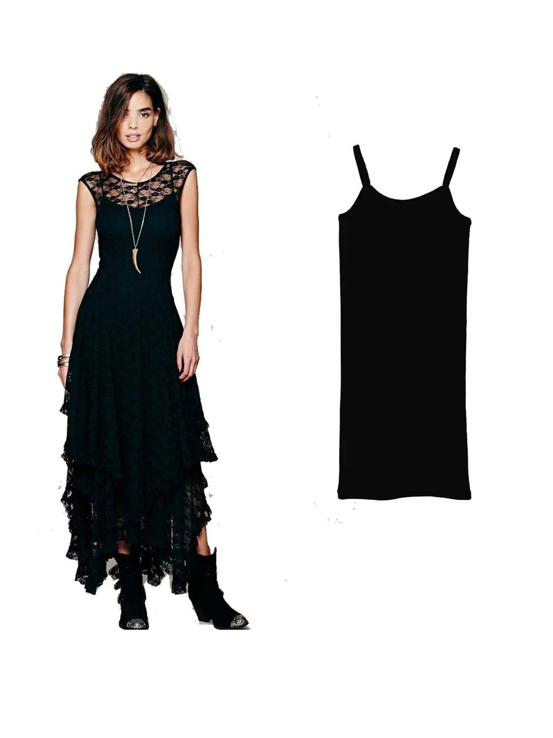 Asymmetric Hem Lace Dress - GLR SHOPPING