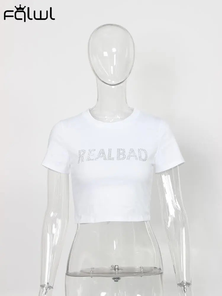 O Neck Diamond Crop Tops - GLR SHOPPING