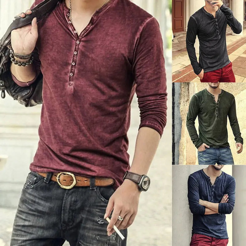 Tee Shirt V-Neck Long Sleeve - GLR SHOPPING