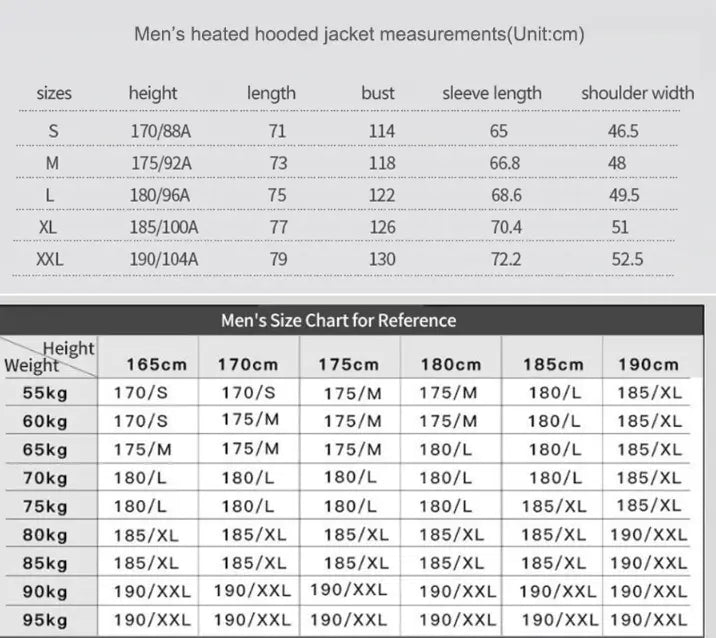 Men Winter Outdoor USB Infrared Heating Hooded Jacket - GLR SHOPPING