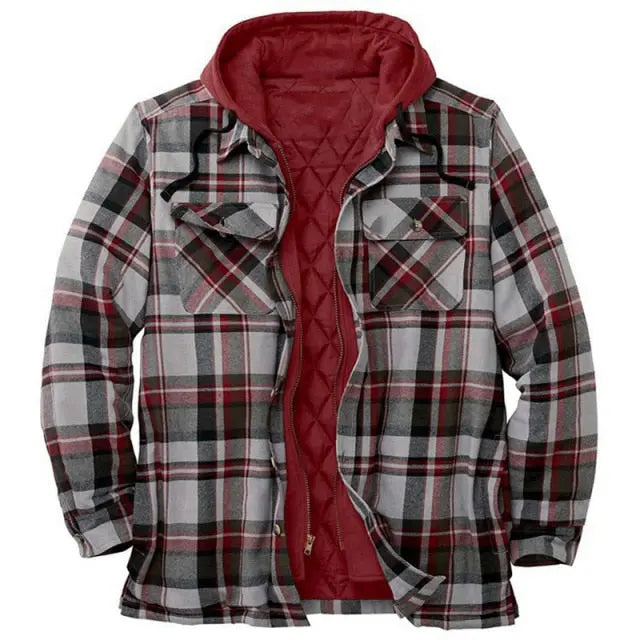 Plaid Long-sleeved Hooded Jacket - GLR SHOPPING