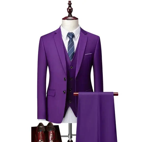 Pure Color Men's Business Suit - GLR SHOPPING