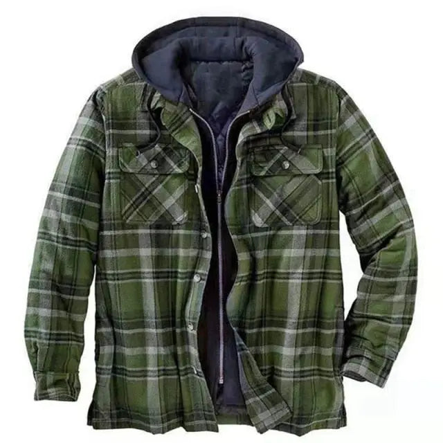 Plaid Long-sleeved Hooded Jacket - GLR SHOPPING