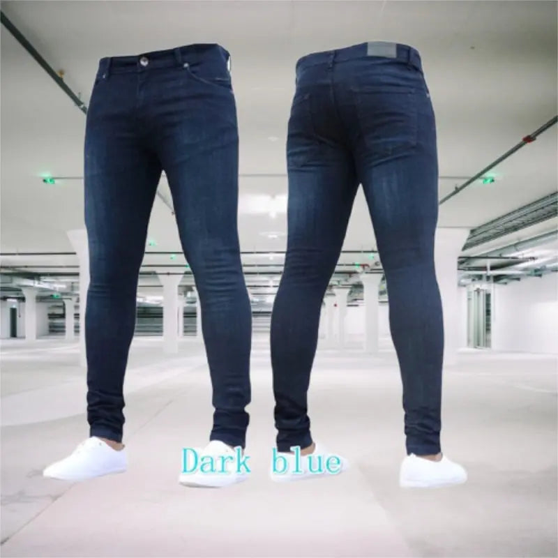 Mens Pants Retro Washing Zipper Stretch Jeans - GLR SHOPPING