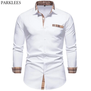 Plaid Patchwork Formal Shirts for Men - GLR SHOPPING