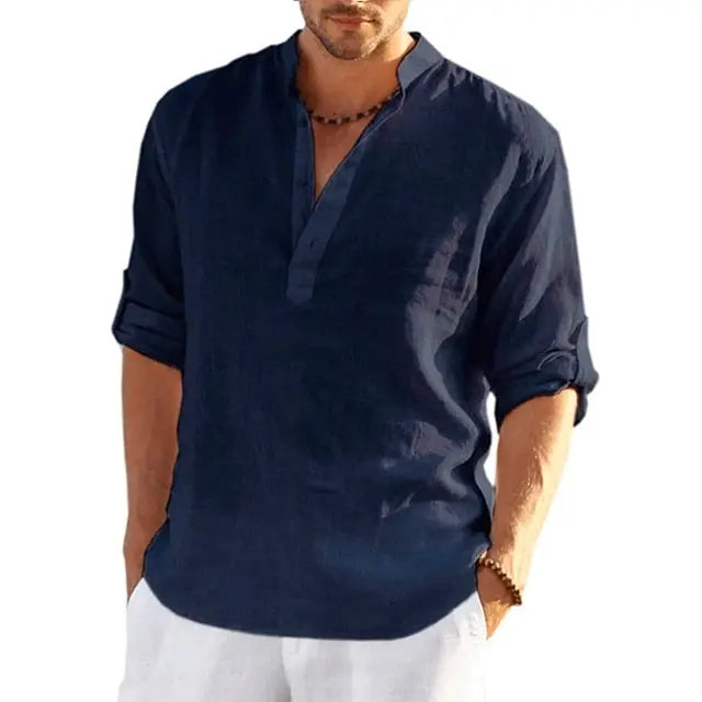 Men's Linen Long Sleeve Shirt - GLR SHOPPING