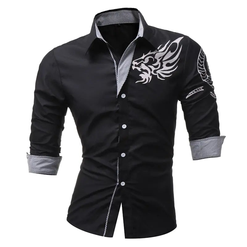 Men'S Long-Sleeved Dress Shirt Dragons - GLR SHOPPING