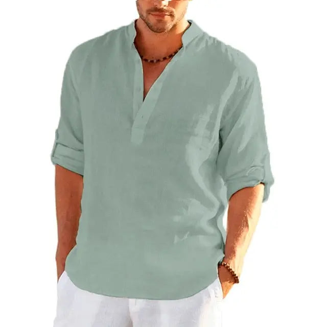 Men's Linen Long Sleeve Shirt - GLR SHOPPING