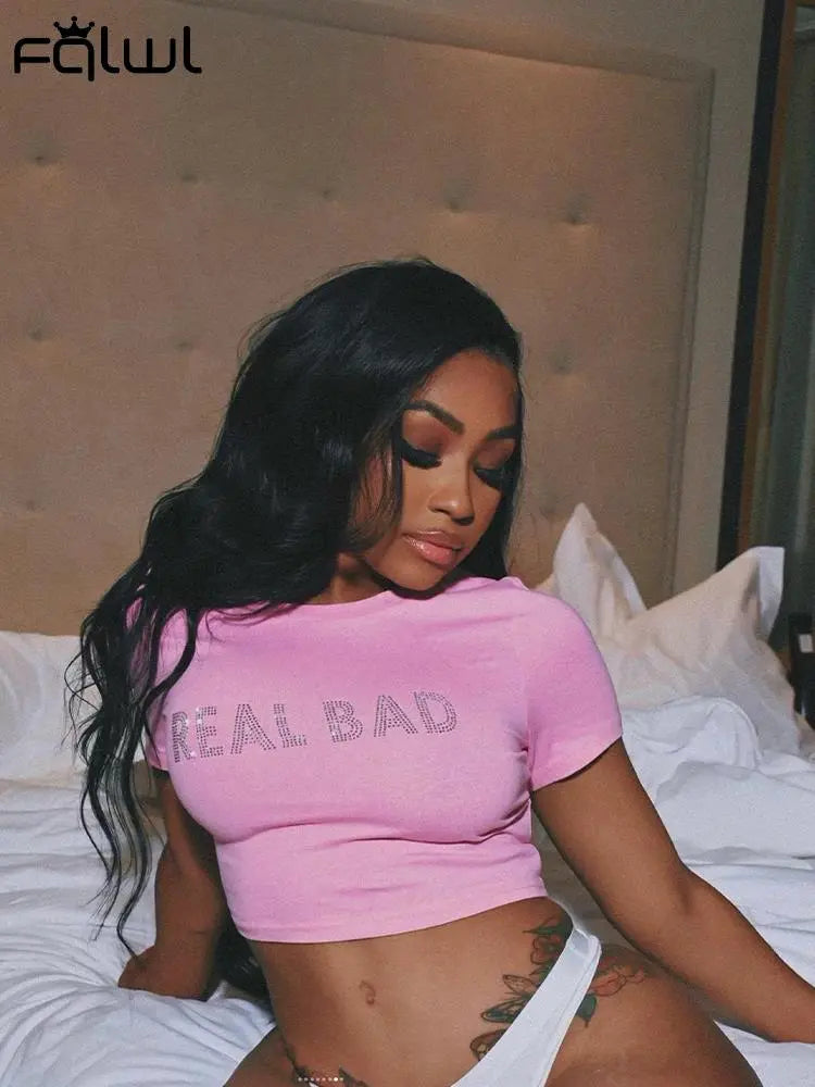 O Neck Diamond Crop Tops - GLR SHOPPING