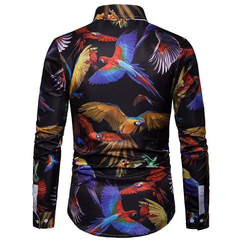 3D Parrot Animal Print Shirt Men - GLR SHOPPING
