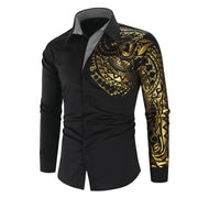 Luxury Gold Black Shirt Men New Slim Fit Long Sleeve - GLR SHOPPING