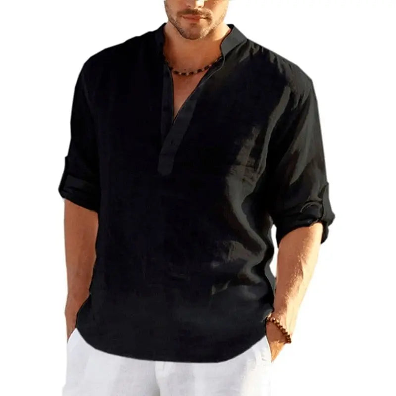 Men's Linen Long Sleeve Shirt - GLR SHOPPING