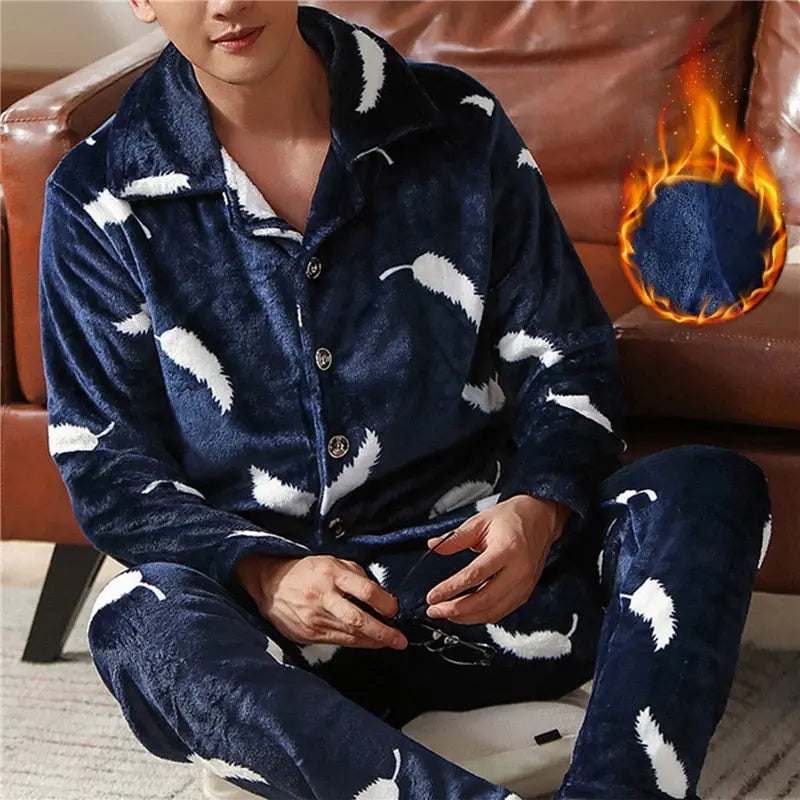 Mens Coral Fleece Sleepwear Pajamas - GLR SHOPPING