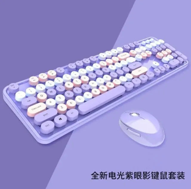 Wireless Candy Color Round Keycap Keyboard Set - GLR SHOPPING