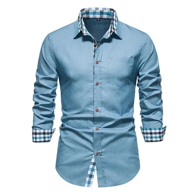 Plaid Patchwork Formal Shirts for Men - GLR SHOPPING