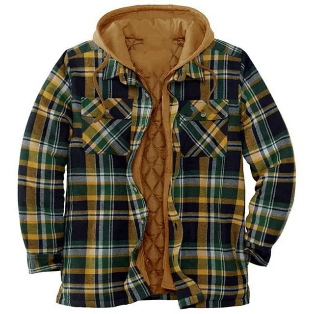 Plaid Long-sleeved Hooded Jacket - GLR SHOPPING