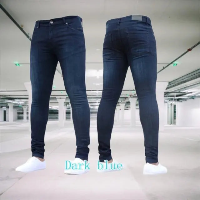 Mens Pants Retro Washing Zipper Stretch Jeans - GLR SHOPPING