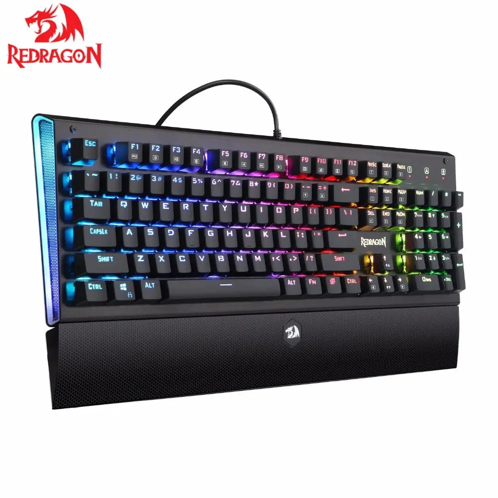 Redragon ARYAMAN K569RGB Backlit Game console keyboard 104-key mechanical keyboard with wrist rest blue switch - GLR SHOPPING