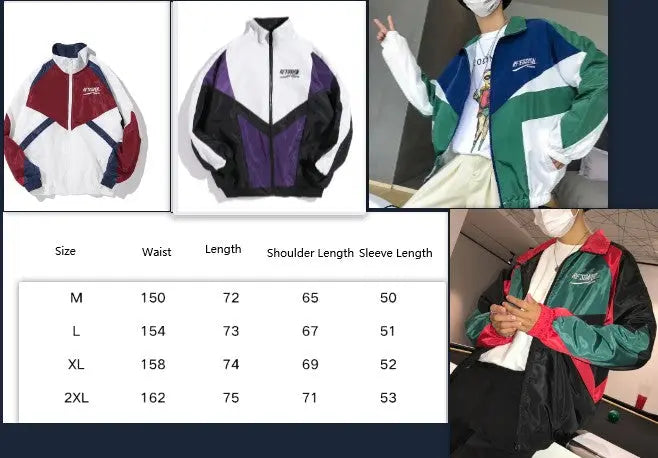 Aolamegs Jackets Men Patchwork Jacket Tracksuit High Street Coats Hip Hop Fashion Male Streetwear Couple Windbreaker Jackets - GLR SHOPPING