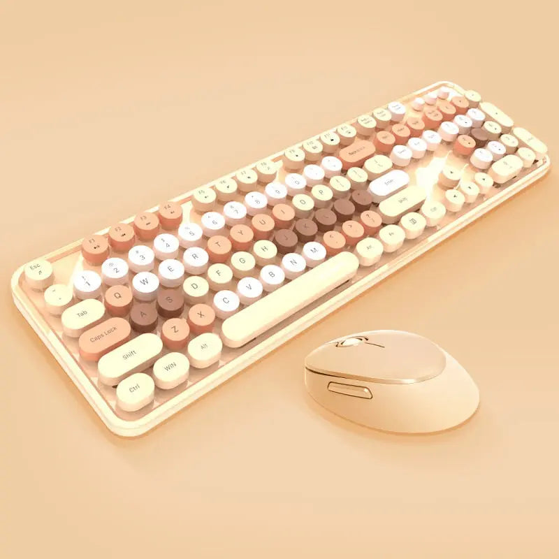 Wireless Candy Color Round Keycap Keyboard Set - GLR SHOPPING